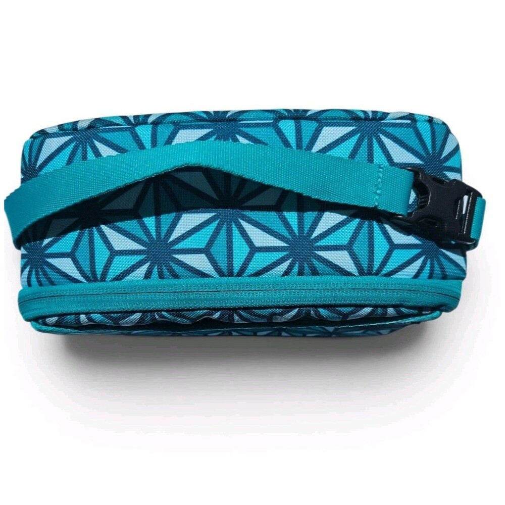 Lands' End Insulated Lunch Bag Teal Geometric Lunch Box Cooler Tote - Picture 4 of 11